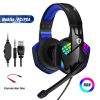 IN933 Stereo Gaming Headset For PS4 PC Xbox One PS5 Controller; Ear Headset With Microphone; LED Light; Bass Surround; Soft Memory Earmuff For Laptop