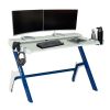 Techni Sport Ergonomic Computer Gaming Desk Workstation with Cupholder &amp; Headphone Hook; Blue
