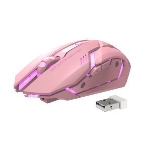 Wireless Charging Silent Gaming Mouse Machinery (Color: Pink)