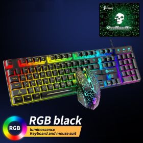 Kuiying T6RGB Luminous Keyboard And Mouse Set (size: Black RGB)