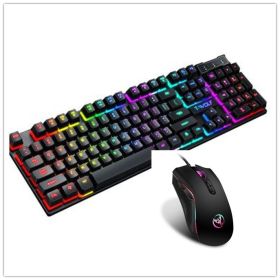 Gaming Usb Luminous Wired Keyboard Floating Manipulator (Option: T20 BLACK with mouse)