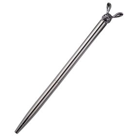 New Korean Fashion Cute Rabbit Metal Pen Metal Ballpoint Pen Custom Rotating Metal Pen Ballpoint Pen (Option: Plating gun gray-Bullet 1.0)