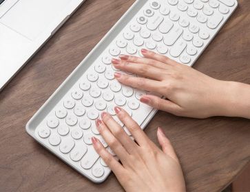 Home Office Business Bluetooth Wireless Smart Keyboard (Color: White)