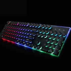 Colorful Crystal Luminous Wired Keyboard Mouse Set (Option: KB202 black keyboard)